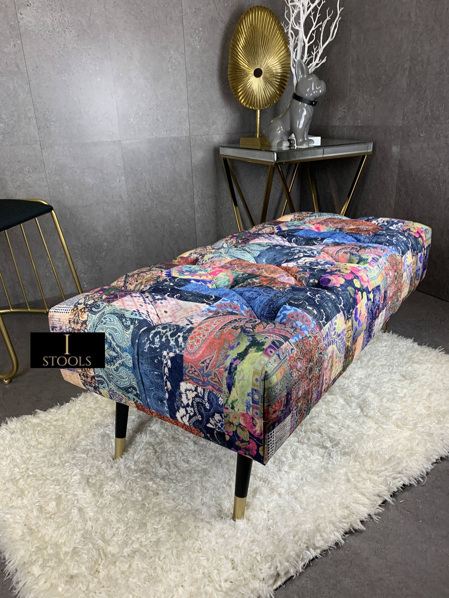 Demask multicolour Footstool | multicolour Bench | Demask Bench coffee table - ISTOOLS
