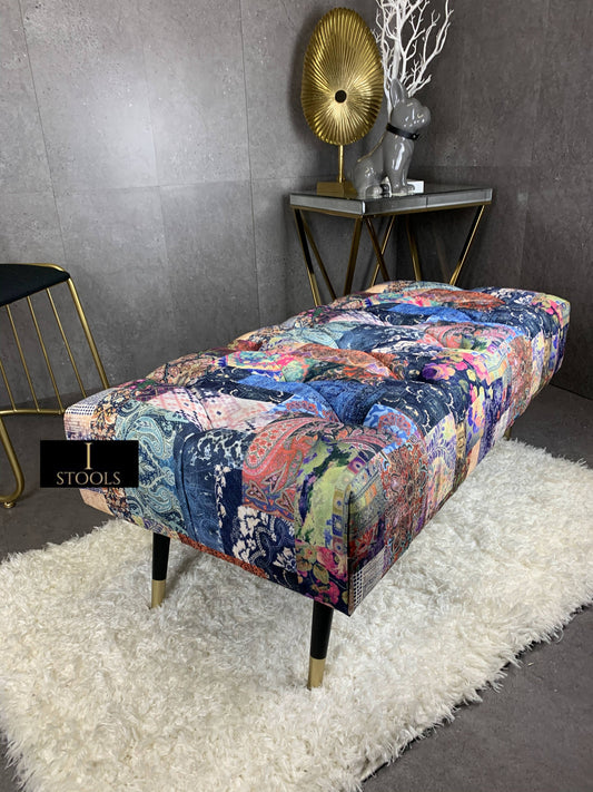 Demask multicolour Footstool | multicolour Bench | Demask Bench coffee table - ISTOOLS