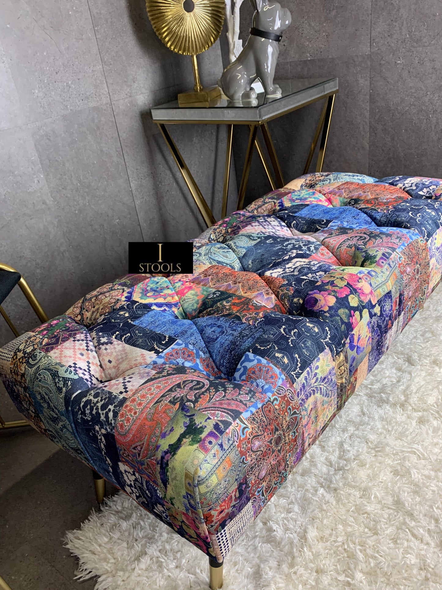 Demask multicolour Footstool | multicolour Bench | Demask Bench coffee table - ISTOOLS