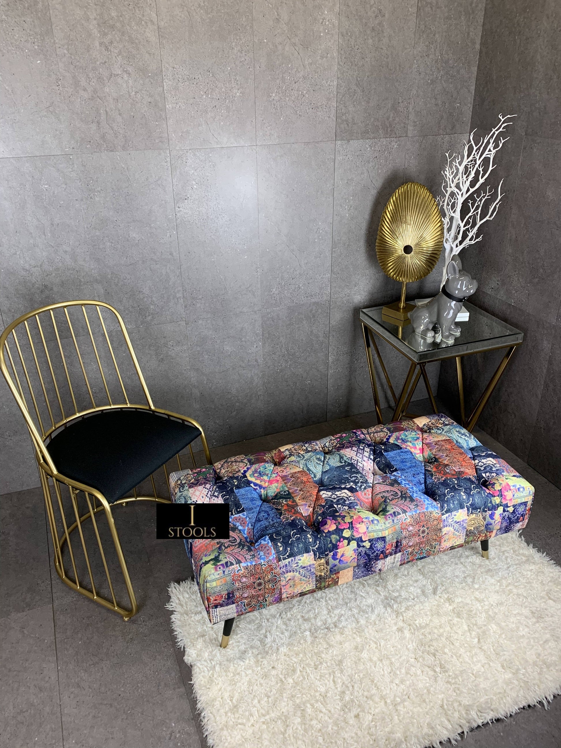 Demask multicolour Footstool | multicolour Bench | Demask Bench coffee table - ISTOOLS