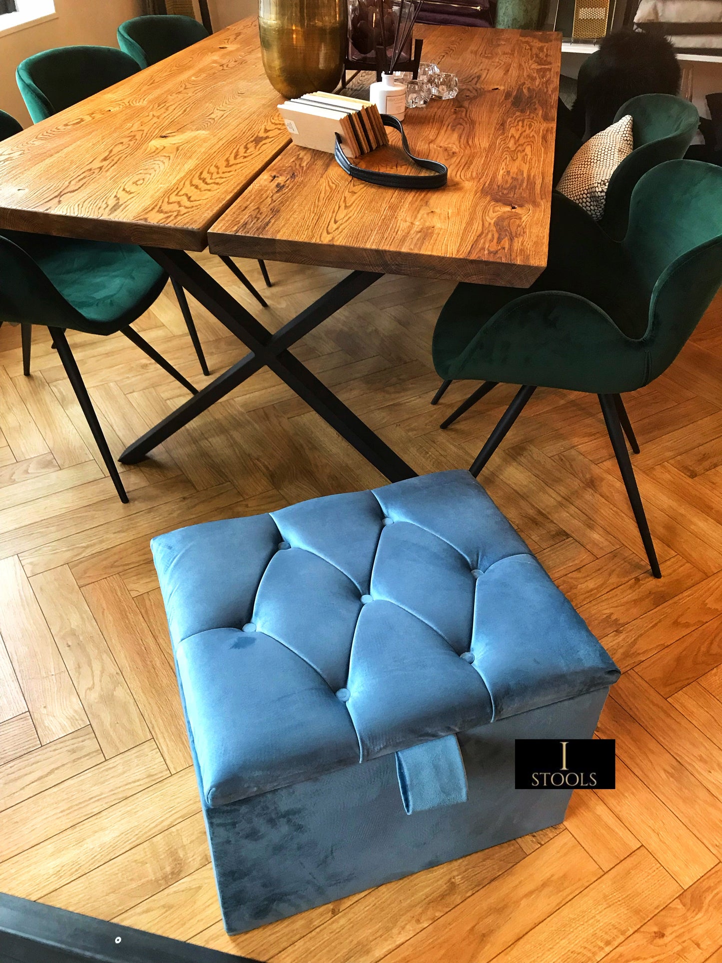 Duck Egg Blue coffee table Small Storage Box | Small Ottoman Storage Box UK - ISTOOLS