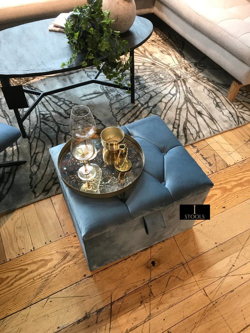 Duck Egg Blue coffee table Small Storage Box | Small Ottoman Storage Box UK - ISTOOLS