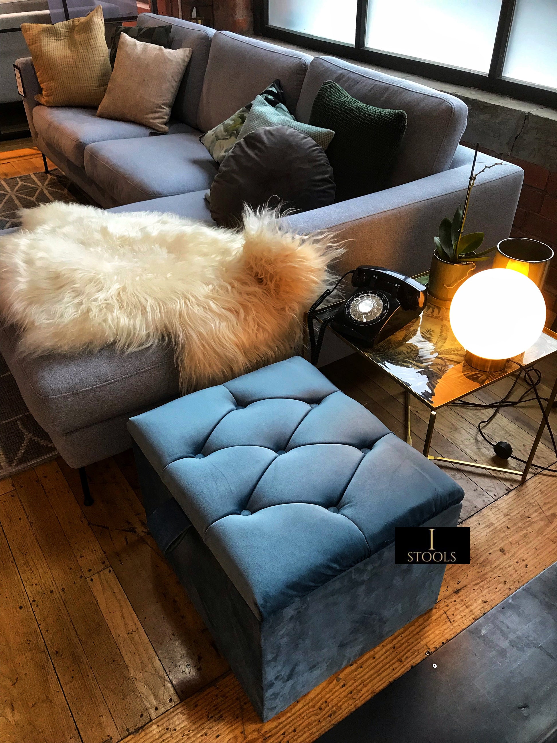 Duck Egg Blue coffee table Small Storage Box | Small Ottoman Storage Box UK - ISTOOLS