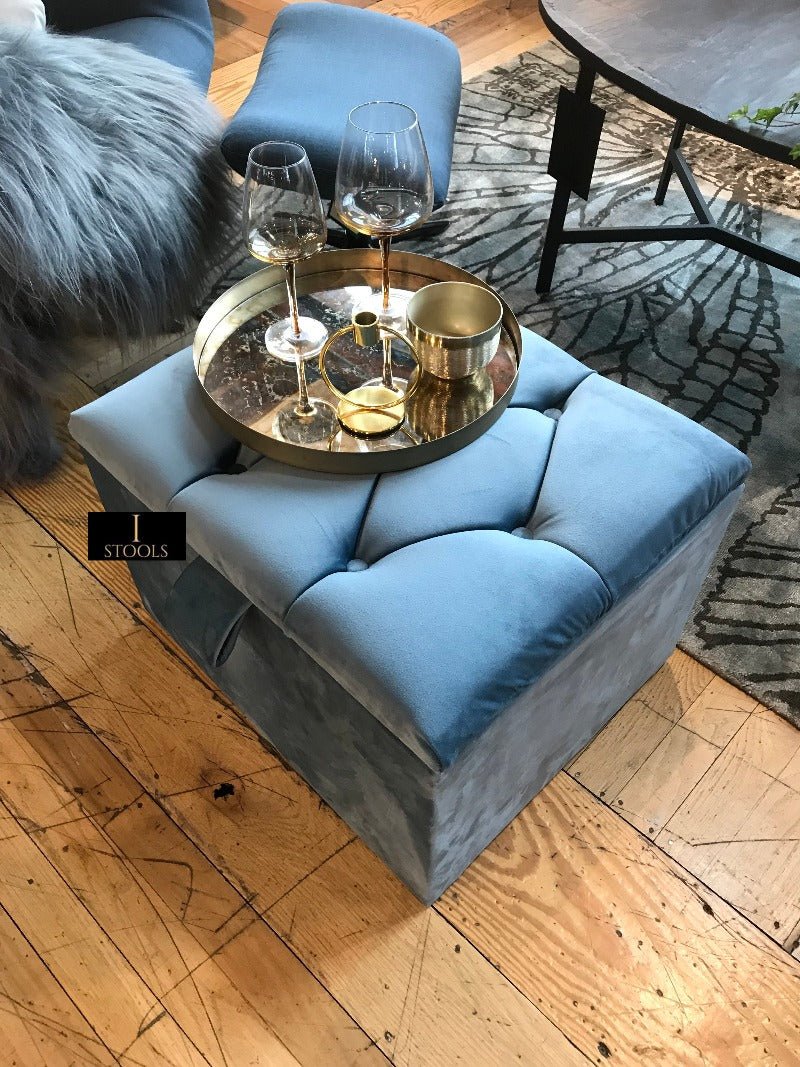 Duck Egg Blue coffee table Small Storage Box | Small Ottoman Storage Box UK - ISTOOLS