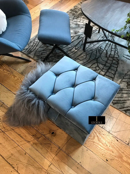 Duck Egg Blue coffee table Small Storage Box | Small Ottoman Storage Box UK - ISTOOLS