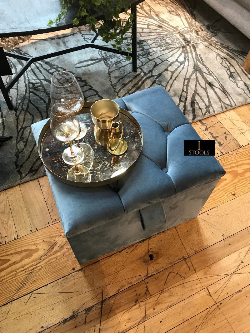 Duck Egg Blue coffee table Small Storage Box | Small Ottoman Storage Box UK - ISTOOLS