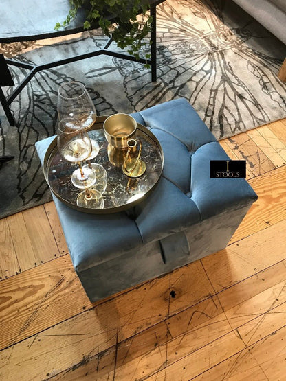 Duck Egg Blue coffee table Small Storage Box | Small Ottoman Storage Box UK - ISTOOLS