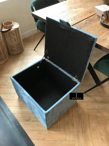 Duck Egg Blue coffee table Small Storage Box | Small Ottoman Storage Box UK - ISTOOLS