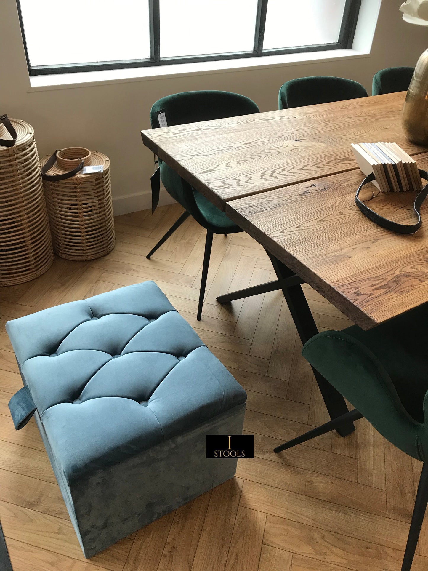 Duck Egg Blue coffee table Small Storage Box | Small Ottoman Storage Box UK - ISTOOLS