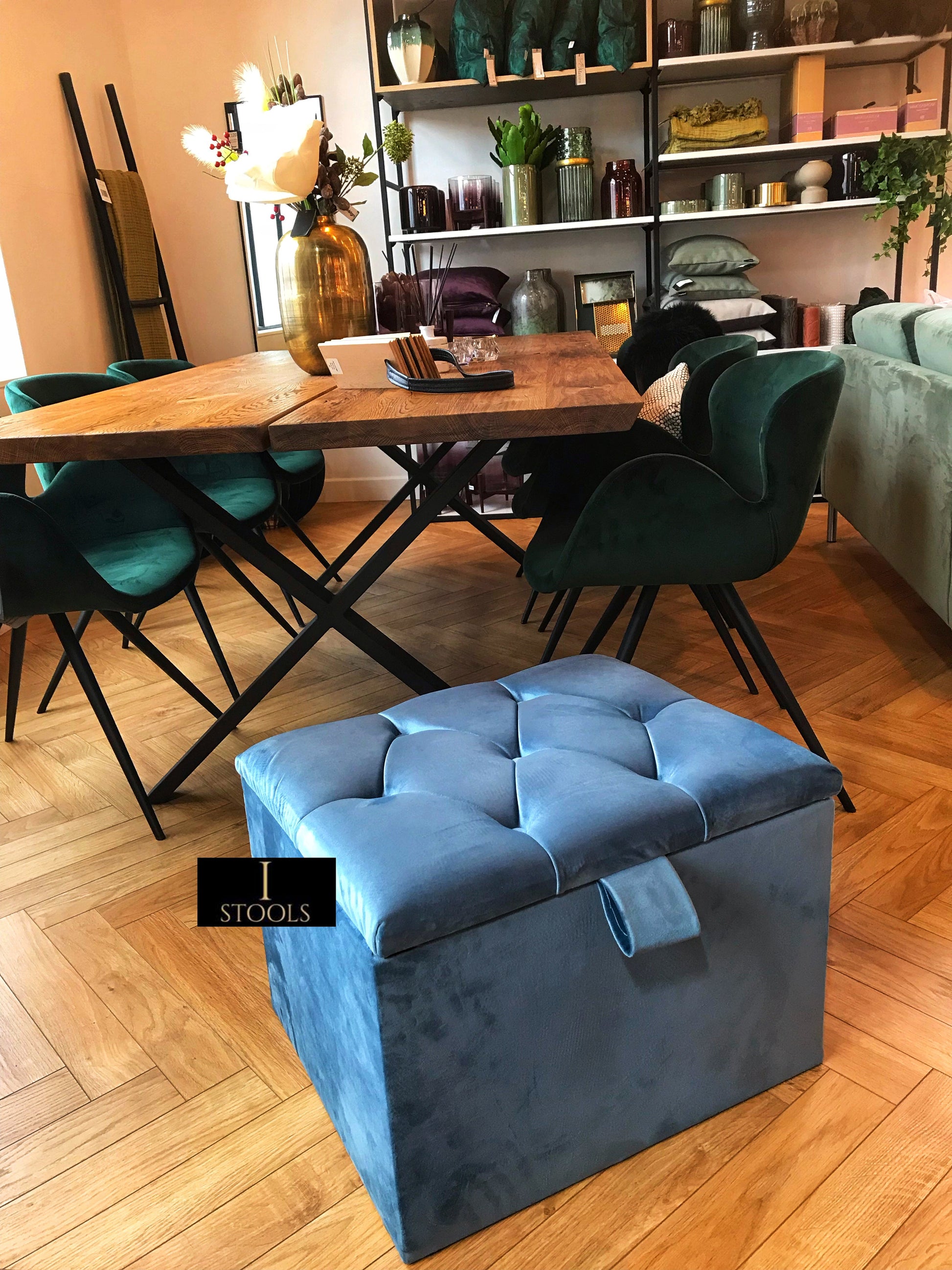 Duck Egg Blue coffee table Small Storage Box | Small Ottoman Storage Box UK - ISTOOLS