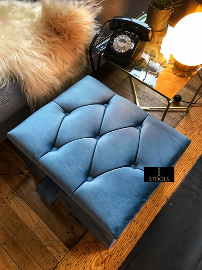 Duck Egg Blue coffee table Small Storage Box | Small Ottoman Storage Box UK - ISTOOLS