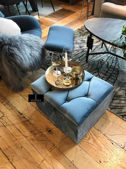 Duck Egg Blue coffee table Small Storage Box | Small Ottoman Storage Box UK - ISTOOLS