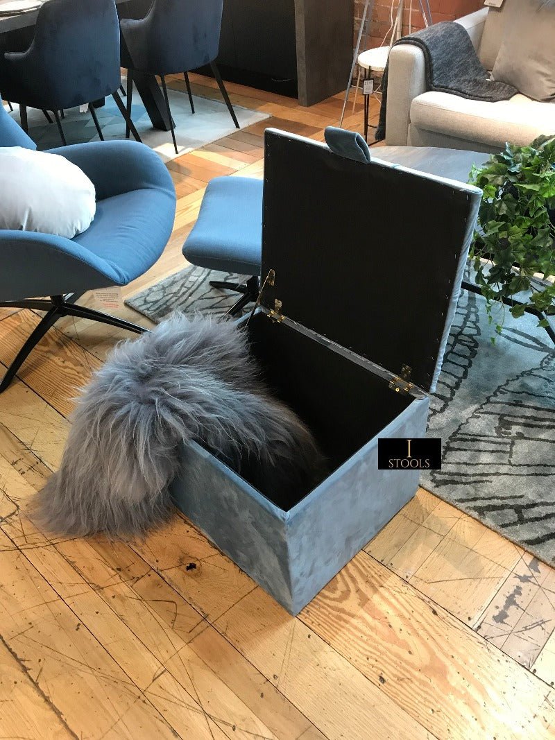 Duck Egg Blue coffee table Small Storage Box | Small Ottoman Storage Box UK - ISTOOLS