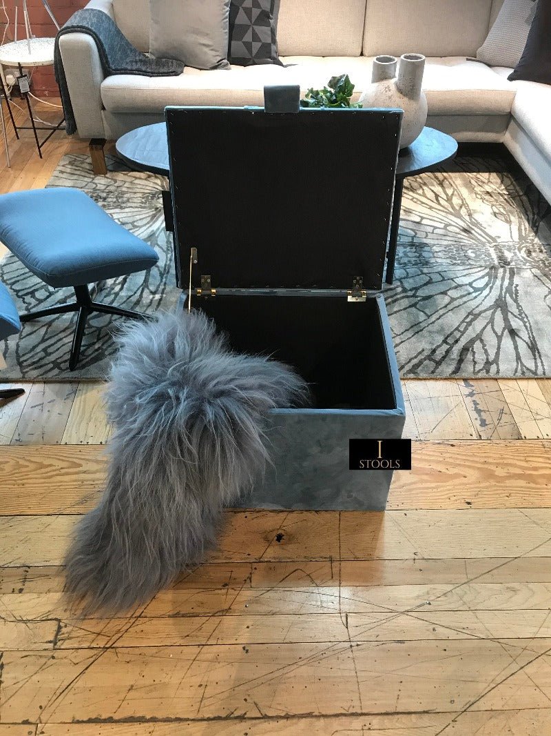 Duck Egg Blue coffee table Small Storage Box | Small Ottoman Storage Box UK - ISTOOLS