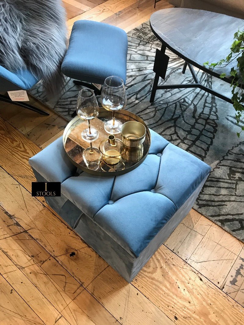 Duck Egg Blue coffee table Small Storage Box | Small Ottoman Storage Box UK - ISTOOLS