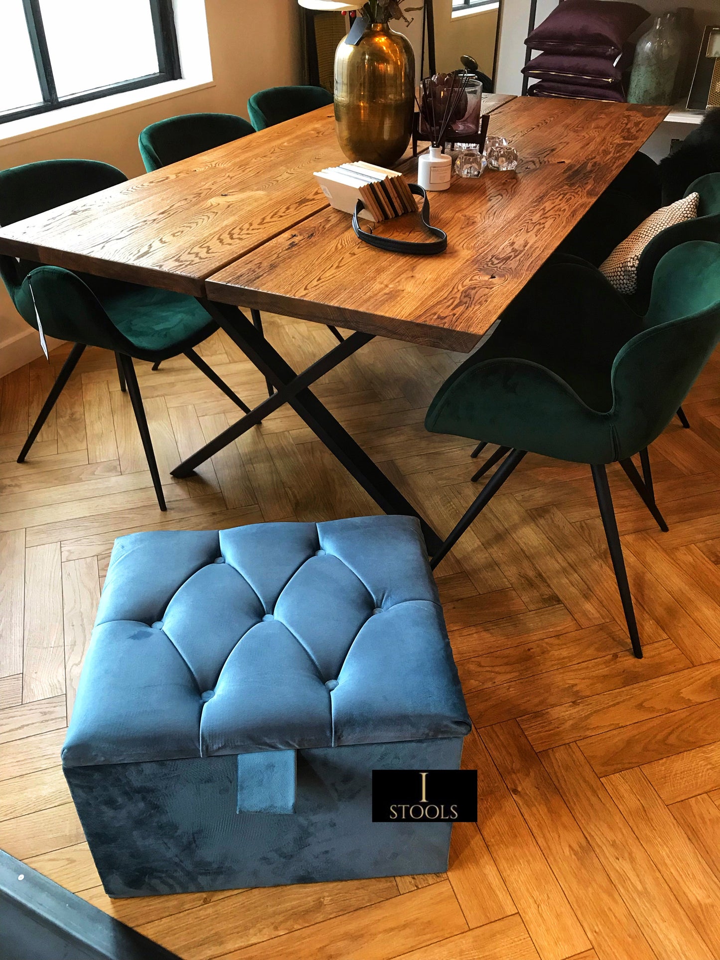 Duck Egg Blue coffee table Small Storage Box | Small Ottoman Storage Box UK - ISTOOLS