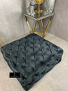 Black Square Coffee Table | Black Velvet Chesterfield Pouffe & Coffee Table