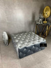 Grey Square Coffee Table | Light Grey Velvet Footstool & Coffee Table
