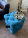 Buy Luxurious Aqua Handmade Deep Buttoned Footstool