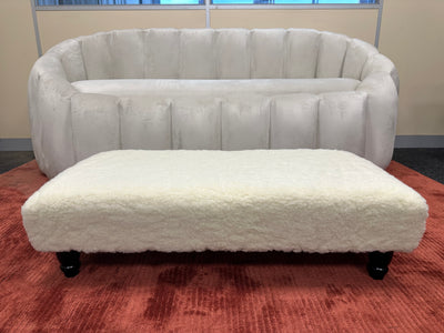 Luxury Footstool with Cozy Cover  | Cream Footstool Bench