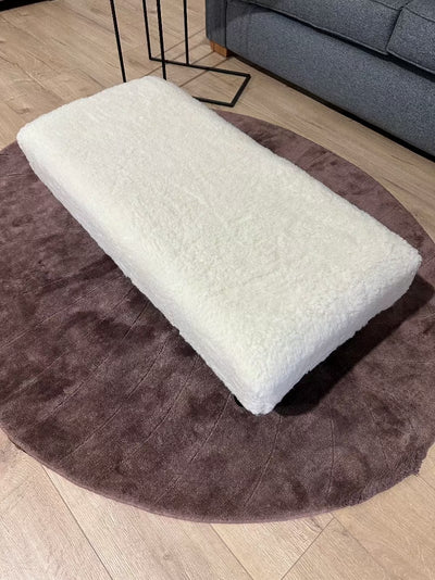 Lamb fleece cuddle fabric off white footstool
