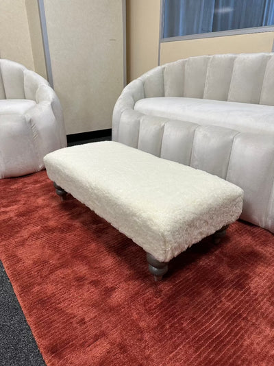 Luxury Footstool with Cozy Cover  | Cream Footstool Bench