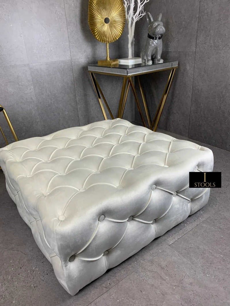 Large Creamy White Square Ottoman Coffee Table | Coffee Table - ISTOOLS