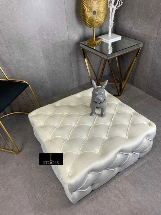 Large Creamy White Square Ottoman Coffee Table | Coffee Table - ISTOOLS