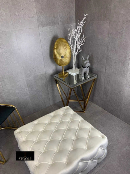 Large Creamy White Square Ottoman Coffee Table | Coffee Table - ISTOOLS