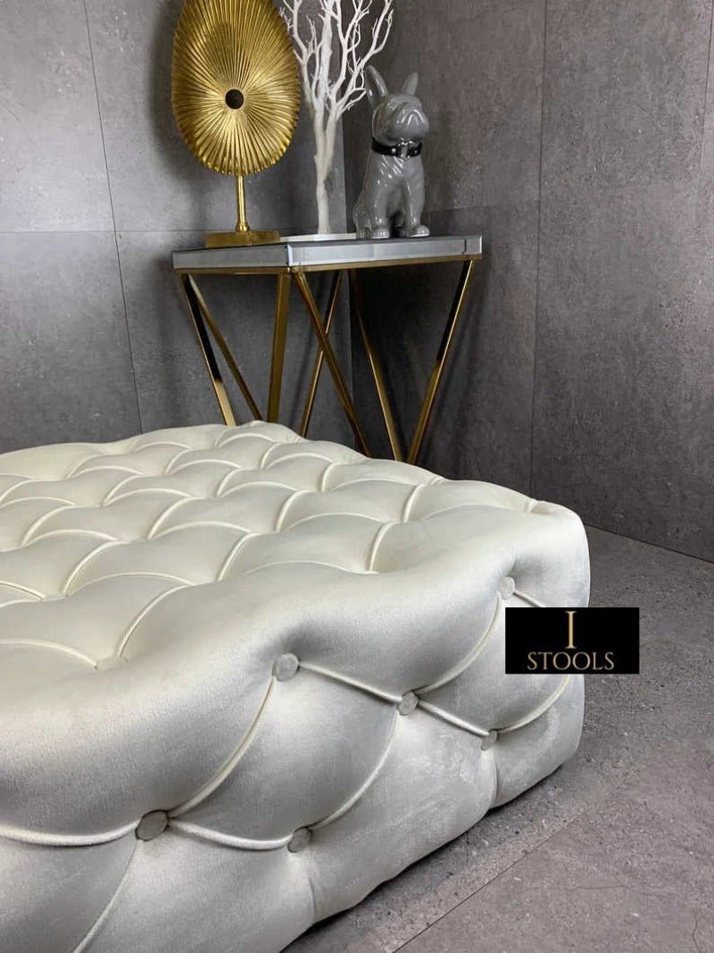 Large Creamy White Square Ottoman Coffee Table | Coffee Table - ISTOOLS