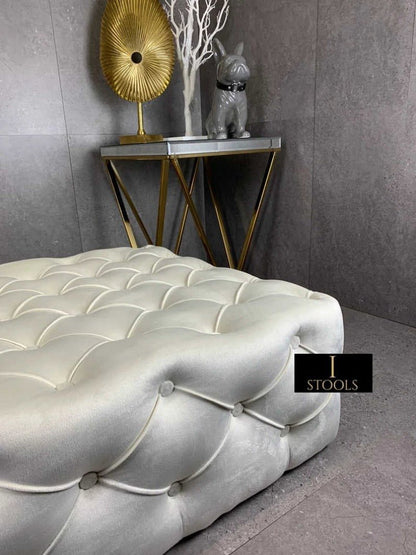 Large Creamy White Square Ottoman Coffee Table | Coffee Table - ISTOOLS