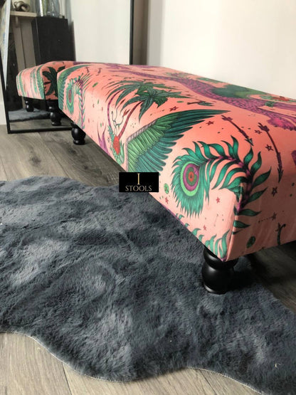 Made to measure available | contact us | Lynx Printed multicolour Fabric Footstool - ISTOOLS
