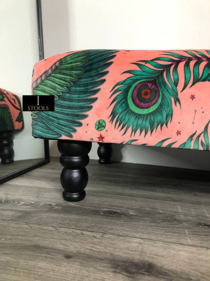 Made to measure available | contact us | Lynx Printed multicolour Fabric Footstool - ISTOOLS