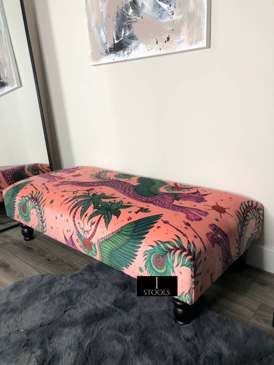 Made to measure available | contact us | Lynx Printed multicolour Fabric Footstool - ISTOOLS