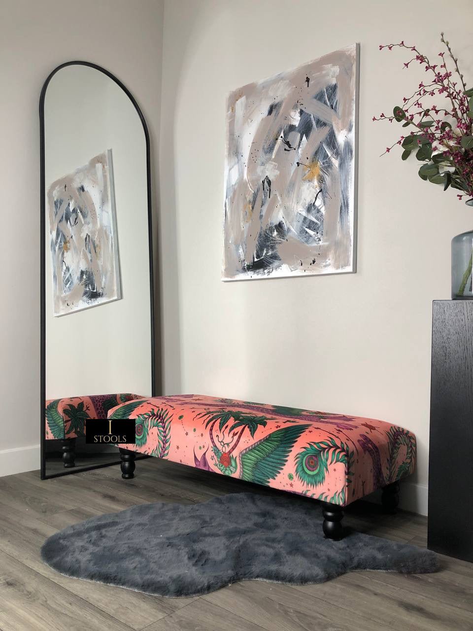 Made to measure available | contact us | Lynx Printed multicolour Fabric Footstool - ISTOOLS