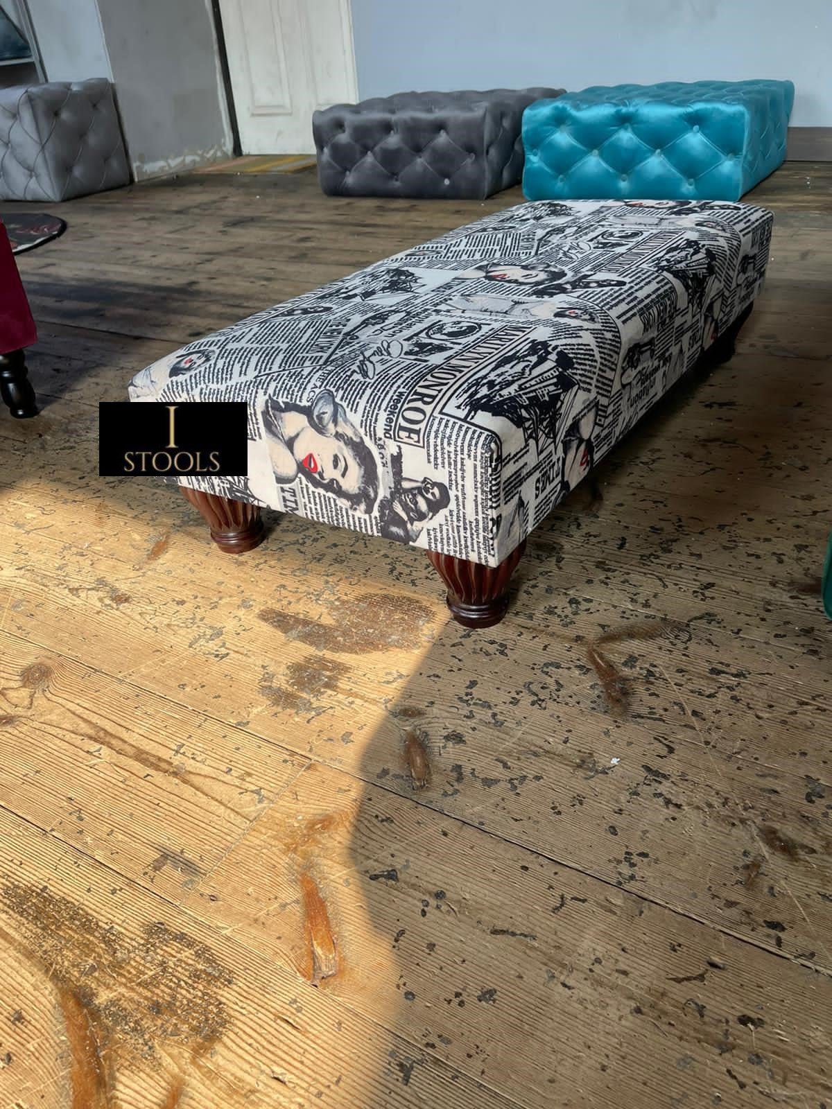 Marilyn Monroe printed fabric Footstool Bench - ISTOOLS