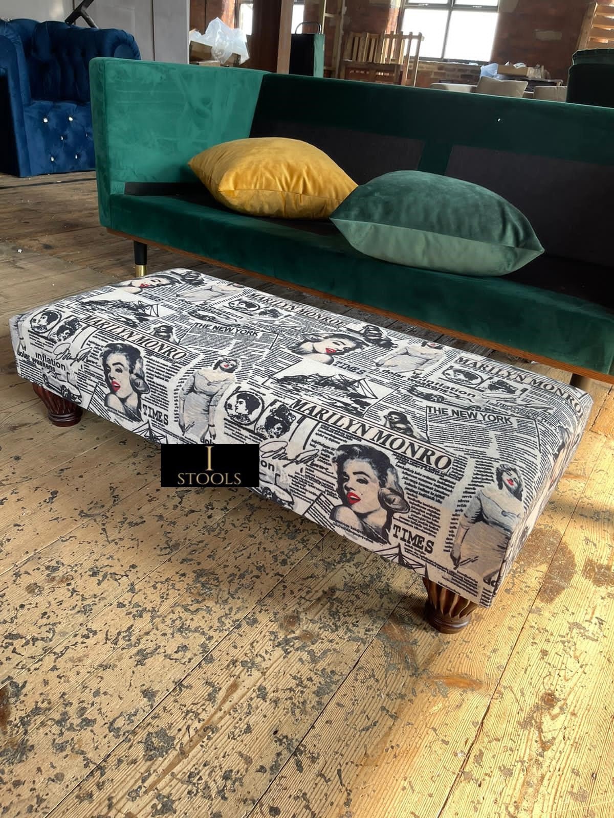 Marilyn Monroe printed fabric Footstool Bench - ISTOOLS