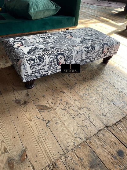 Marilyn Monroe printed fabric Footstool Bench - ISTOOLS