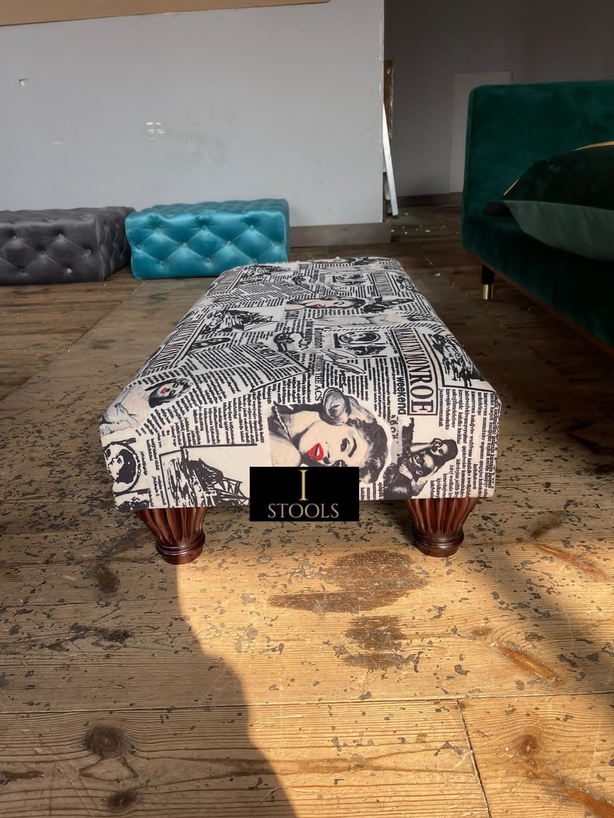 Marilyn Monroe printed fabric Footstool Bench - ISTOOLS