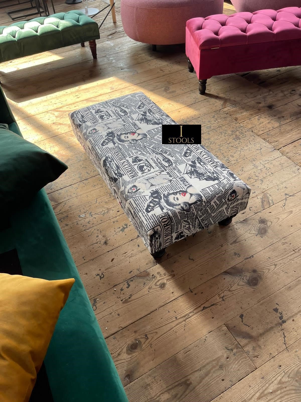 Marilyn Monroe printed fabric Footstool Bench - ISTOOLS
