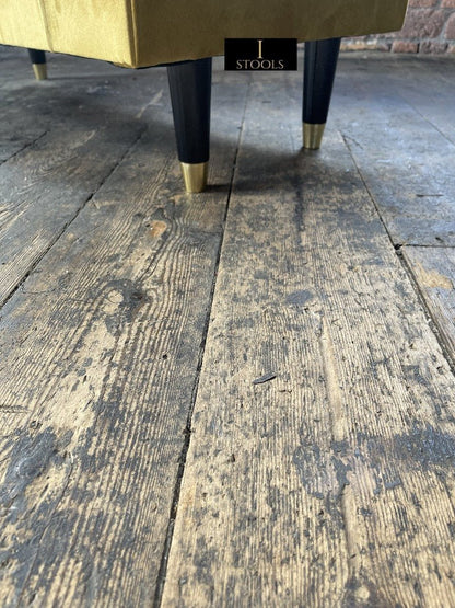 Mustard Gold Chesterfield Footstool | Large Mustard Ottoman Footstool - ISTOOLS