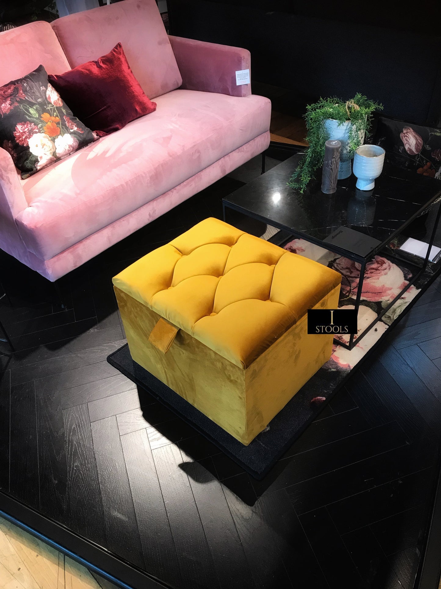 Mustard Gold Small Storage Box | Small Gold Footrest UK | Gold Ottoman Stool with Storage - ISTOOLS