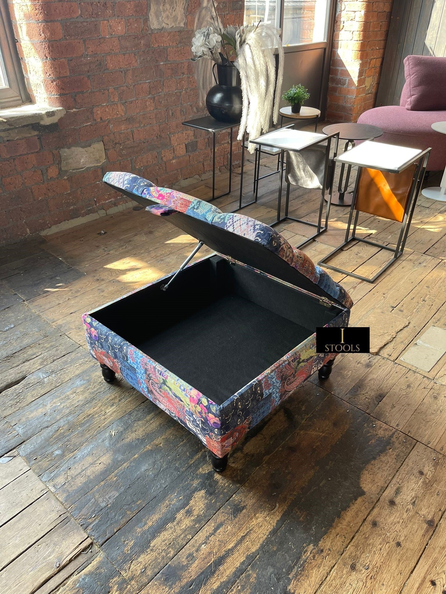 PREMIUM Ottoman storage square Demask multicolour - ISTOOLS