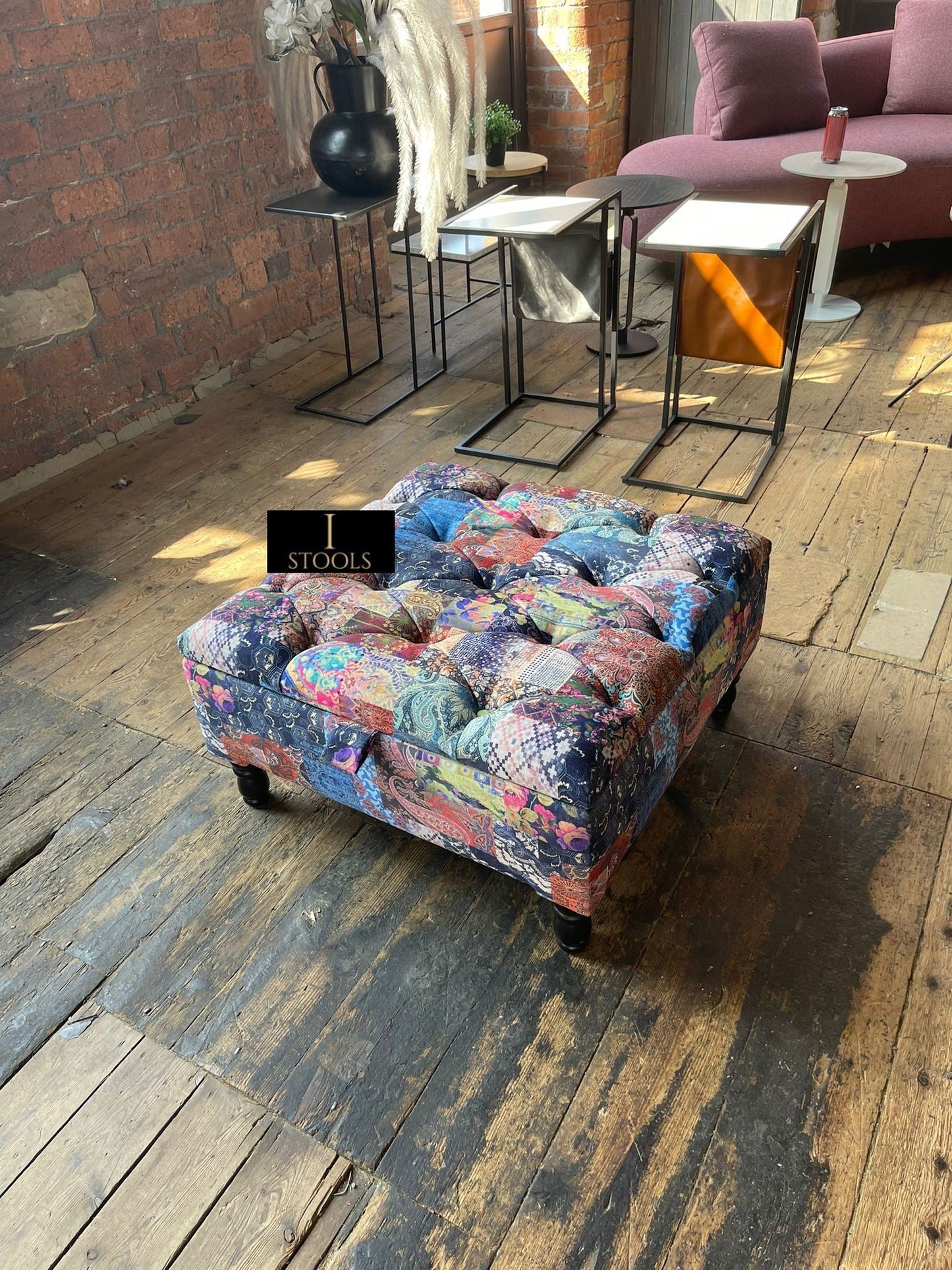 PREMIUM Ottoman storage square Demask multicolour - ISTOOLS