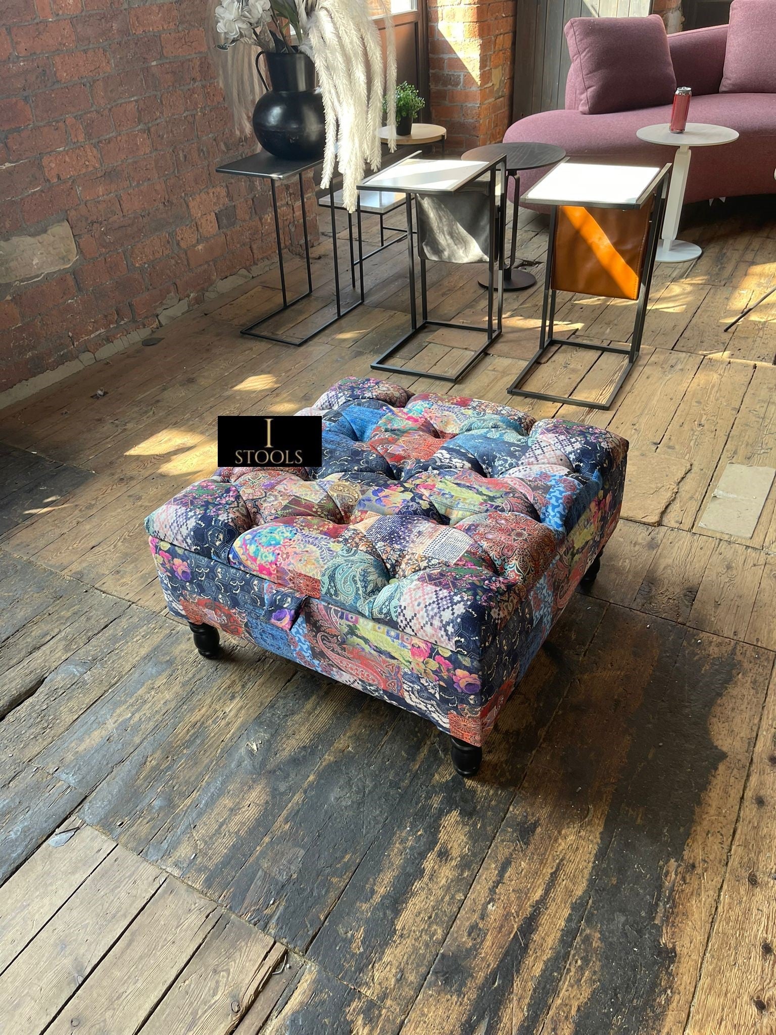 PREMIUM Ottoman storage square Demask multicolour - ISTOOLS