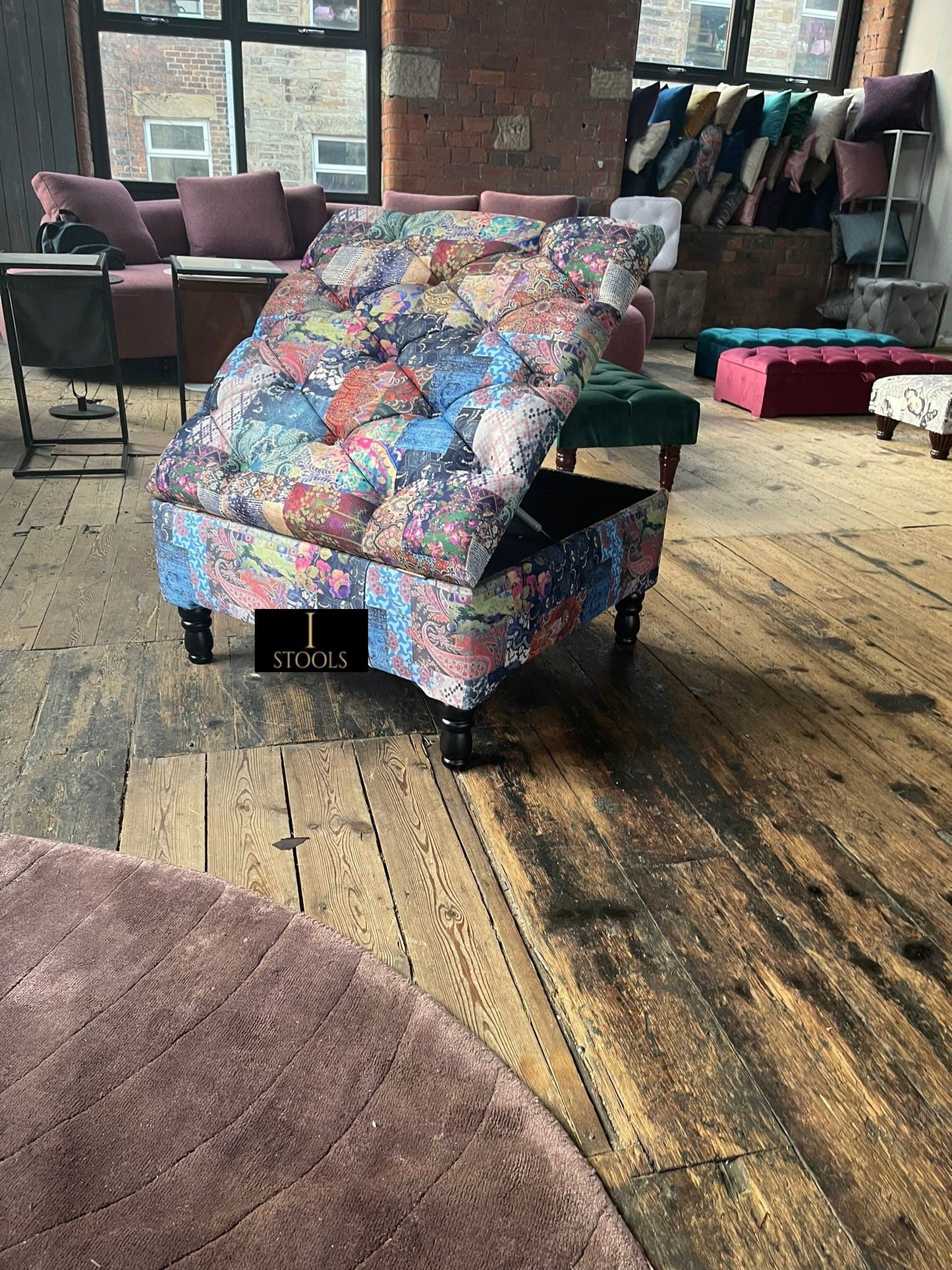 PREMIUM Ottoman storage square Demask multicolour - ISTOOLS