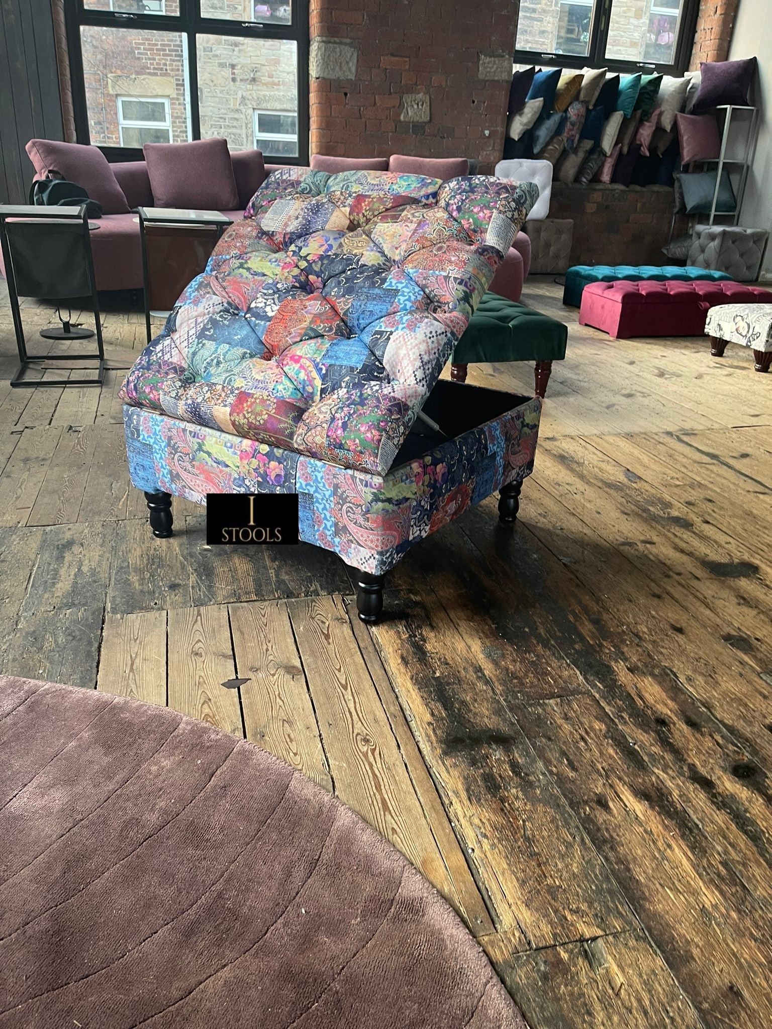 PREMIUM Ottoman storage square Demask multicolour - ISTOOLS