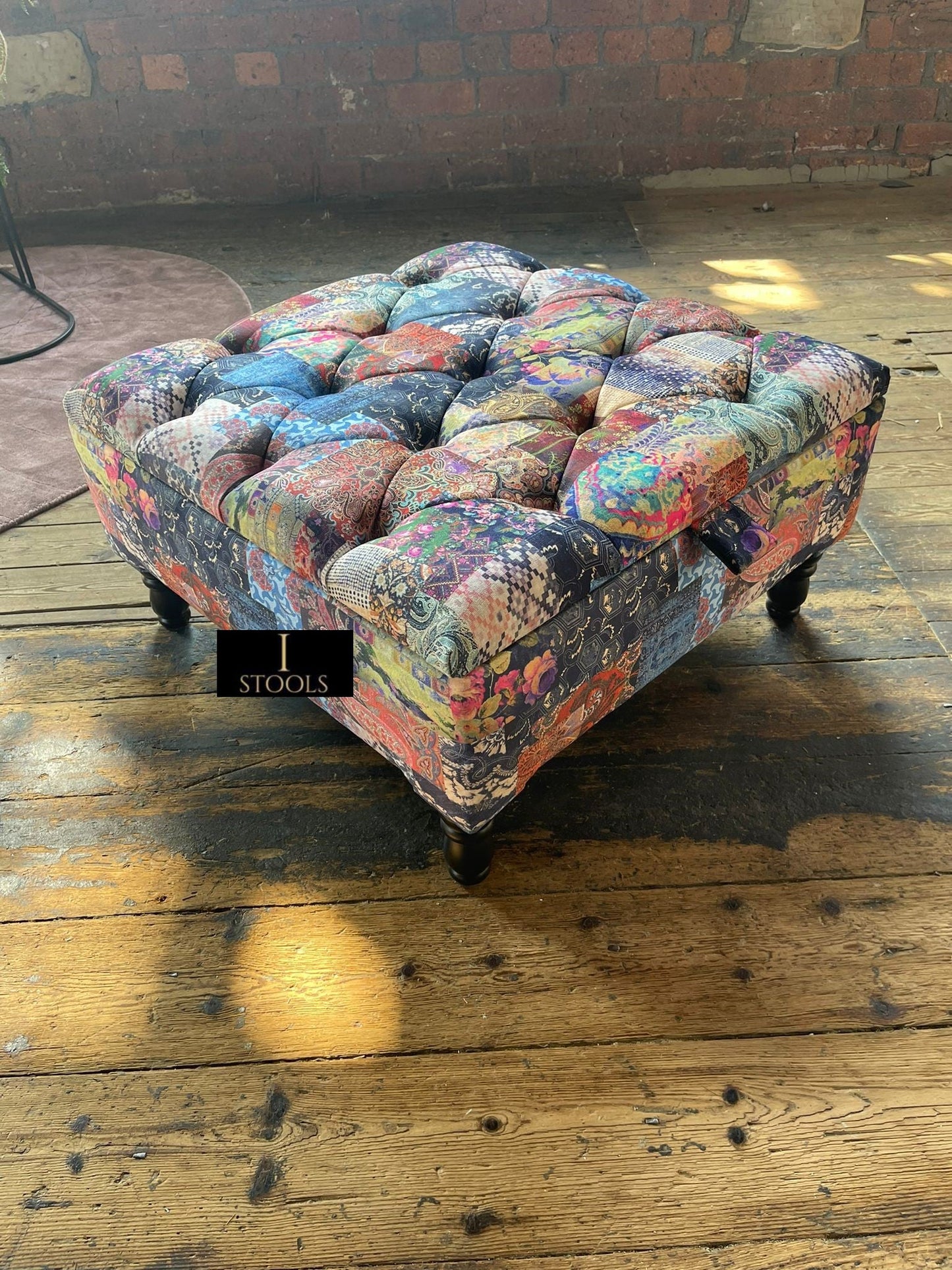 PREMIUM Ottoman storage square Demask multicolour - ISTOOLS