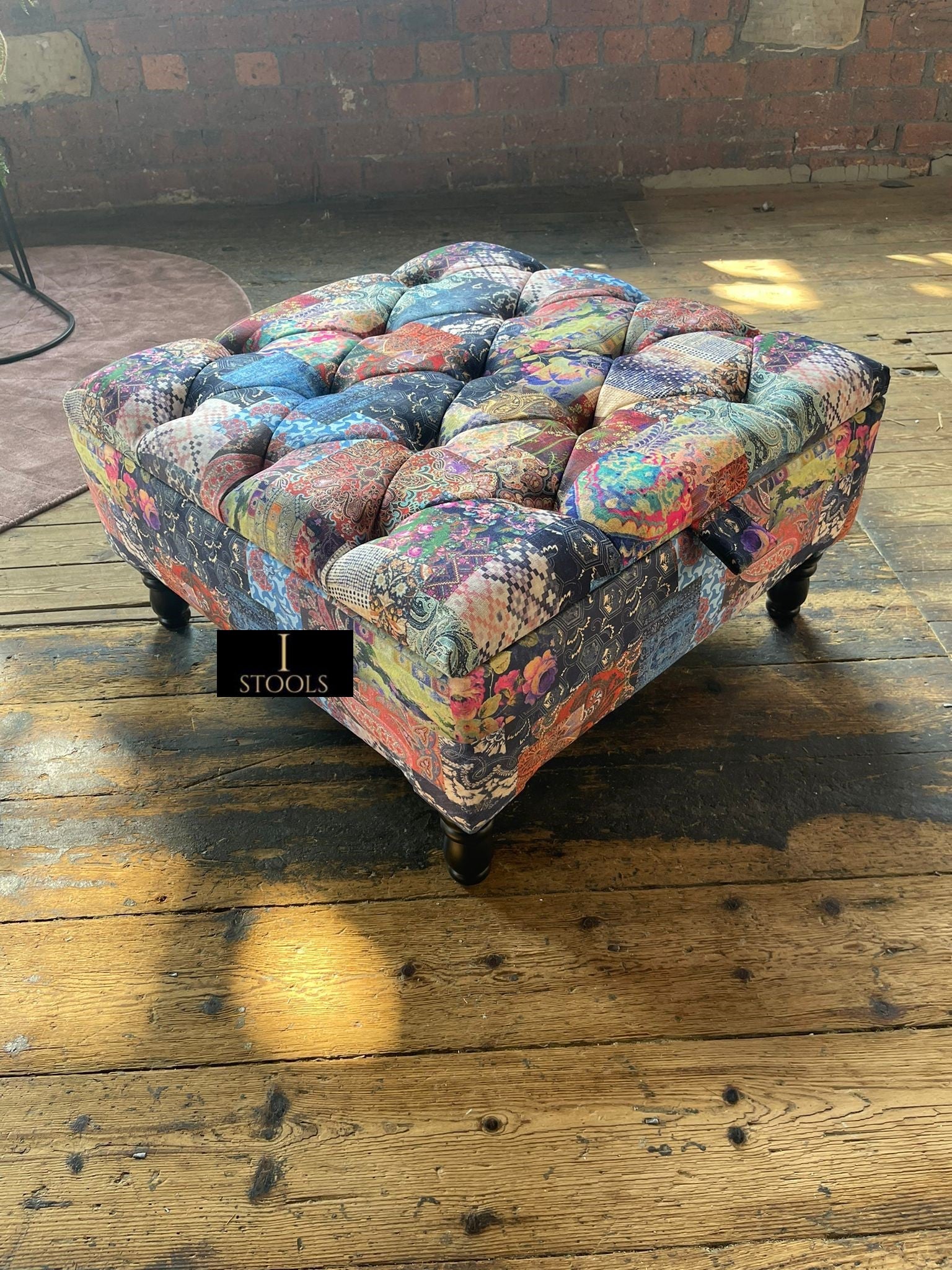 PREMIUM Ottoman storage square Demask multicolour - ISTOOLS