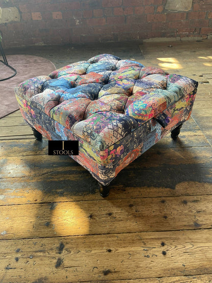 PREMIUM Ottoman storage square Demask multicolour - ISTOOLS